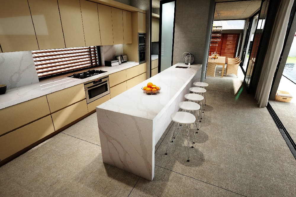 G208  calacatta lux    White Marble Texture Quartz Slab for Quartz Countertops