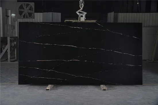 Black Gold Marble Texture Quartz Slab for Quartz Stone Counter Top