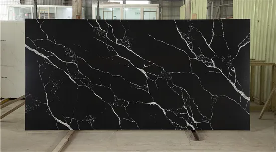 Super Dark Marble Texture Quartz Slab Quartz Stone for Countertop