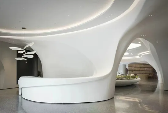 Beige Marble Texture Solid Surface Slabs for White Marble Basin Reception Desk Prefab Bathroom Countertop Corian Kitchen Countertop