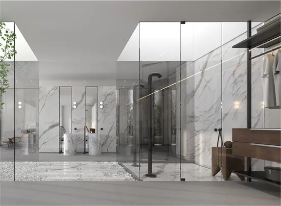 Calacatta Gold White Marble Look Sintered Stone for Wall Floor Countertop Wash Basin